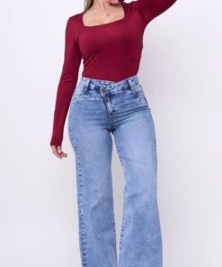 Jeans Wideleg Sofia Azul Claro